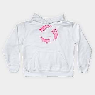 Cute happy axolotls Kids Hoodie